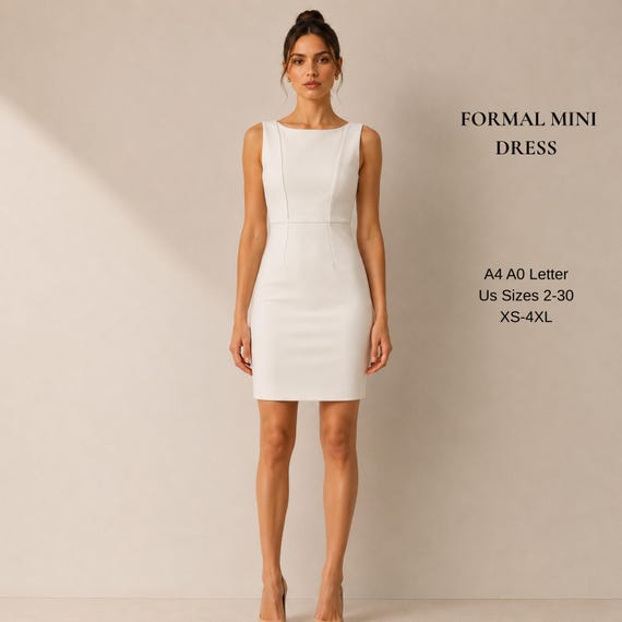 formal office dress patterns Mini Sewing Pattern PDF | Sheath Dress Pattern | Sleeveless Dress | Elegant Women's Dress | XS-4XL | A4 A0 US Letter lace cocktail dresses