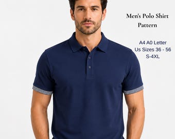 Klassiek poloshirt heren naaipatroon (S-4XL), golfshirt met korte mouwen pdf