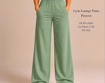 Wide Leg Sweatpants Sewing Pattern, Athleisure Lounge Pants PDF (XS-4XL)
