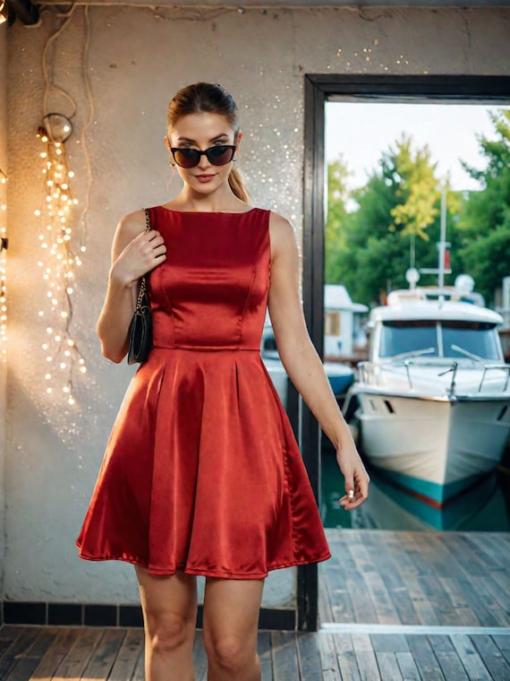 boat neck mini dress pattern boat neck mini dress pattern Boat Neck Mini Dress in Black Gingham
