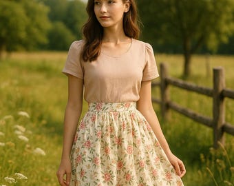 Cottagecore Midi Skirt Sewing Pattern with Pockets (PDF Pattern)