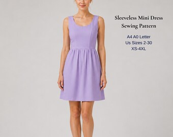 Summer Mini Dress Sewing Pattern, XS-4XL (PDF Pattern)