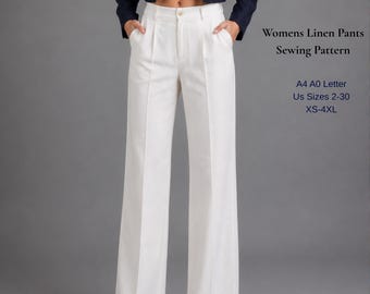 Women's Wide Leg Linen Trousers Sewing Pattern (Digital Download)