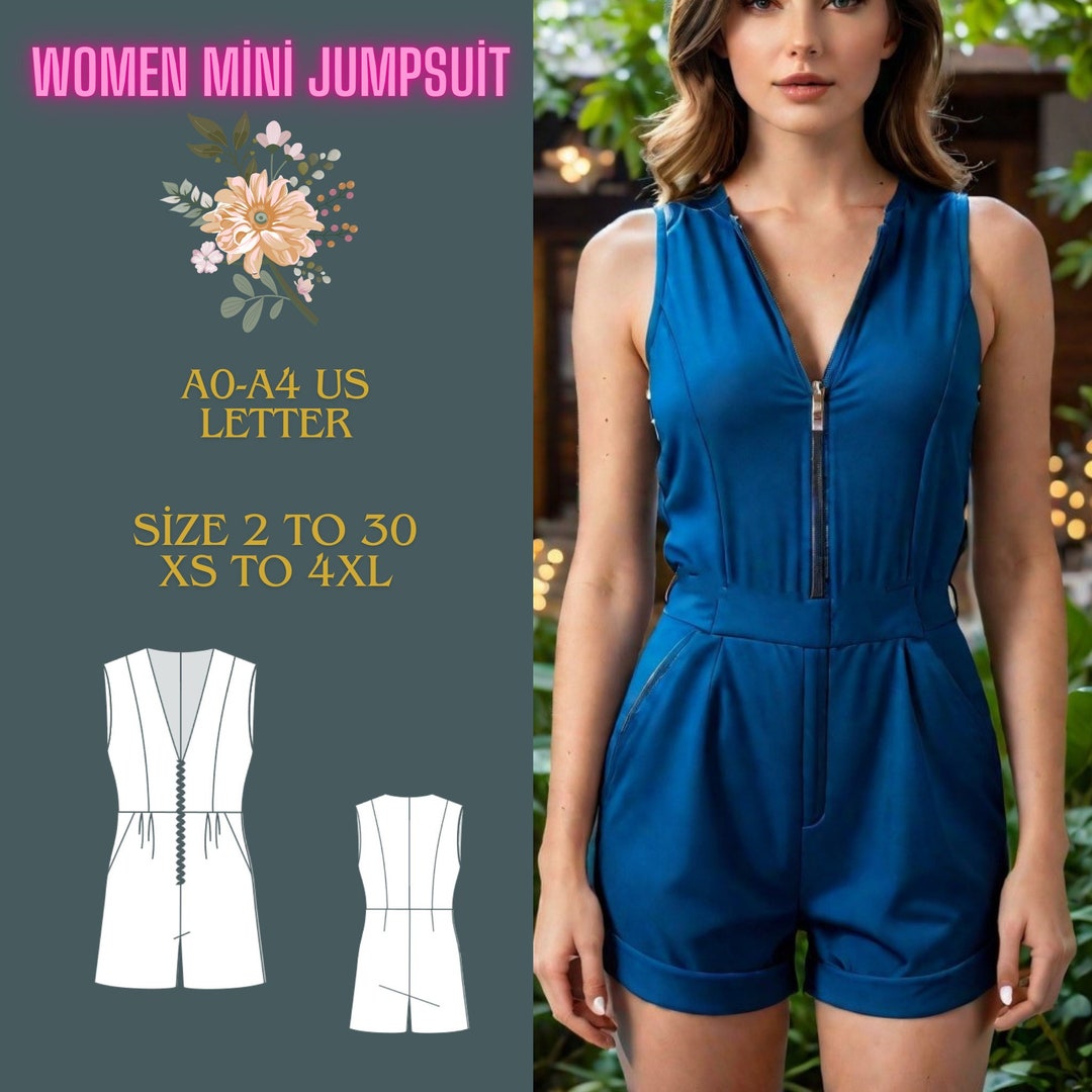 Formal Mini Jumpsuit Sewing Pattern Dungaree Pattern,womens Jumpsuit ...