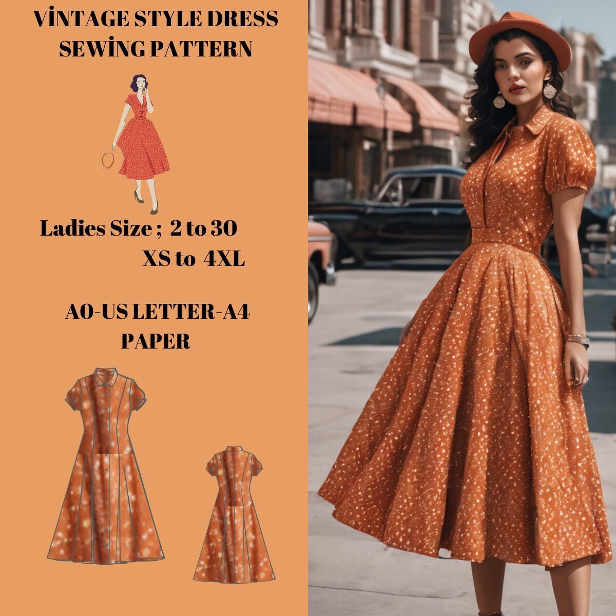 Business Dress Women, Workdress, Casual Midi Dress Vintage, Summer Dresses  for Women, Nap Dress Women, 1950s Midi Dress Professional Attire 