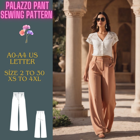 Palazzo Trousers Sewing Pattern: Women's Sizes XS-4XL (Digital Download)
