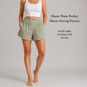 Elastic Waist Pocket Shorts Sewing Pattern PDF | Women's Linen Shorts Pattern | XS-4XL | A4 A0 US Letter