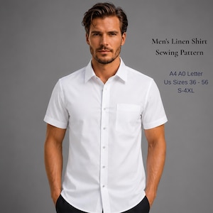 Men's Short Sleeve Linen Shirt Sewing Pattern | Casual Summer Button Up PDF (Instant Download)