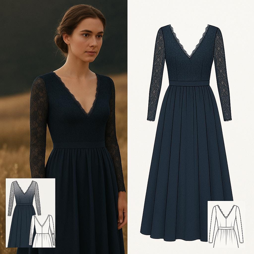 a line formal dress patterns A-line dress with V-neck Women Clothing Dress Sewing Pattern Sewist