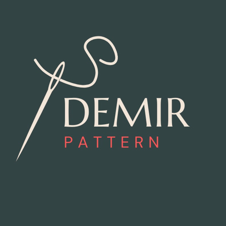 May include: A white logo on a dark green background with a stylized needle and thread design. The text "DEMIR PATTERN" is below the design.