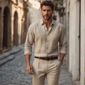 Patron de couture de chemise en lin pour homme : style vintage (S-4XL) (Patron PDF)