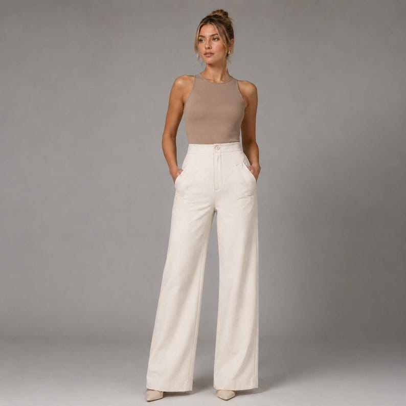 Naaipatroon PDF voor een broek met hoge taille | Patroon voor een rechte broek | Getailleerde damesbroek | A4 A0 US Letter | XS-4XL afbeelding 8