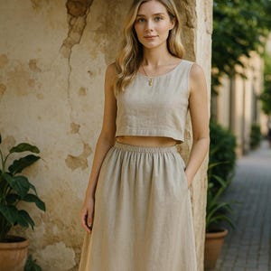 Modello di cucito per gonna e top corto in lino: completo estivo in due pezzi (PDF)