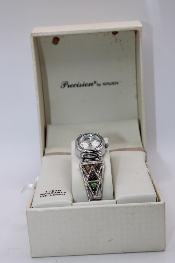 Vintage Gruen Precision Silver Tone Triangle Cabochon  display picture 1