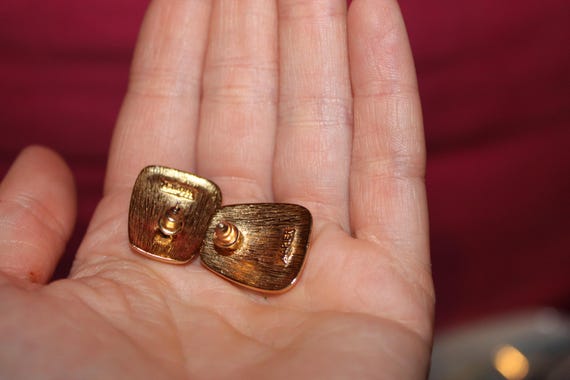 Vintage Napier Earrings Triangular Shape Gold Ton… - image 6