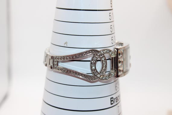 Vintage Rectangular Unbranded Rhinestone Face Met… - image 6