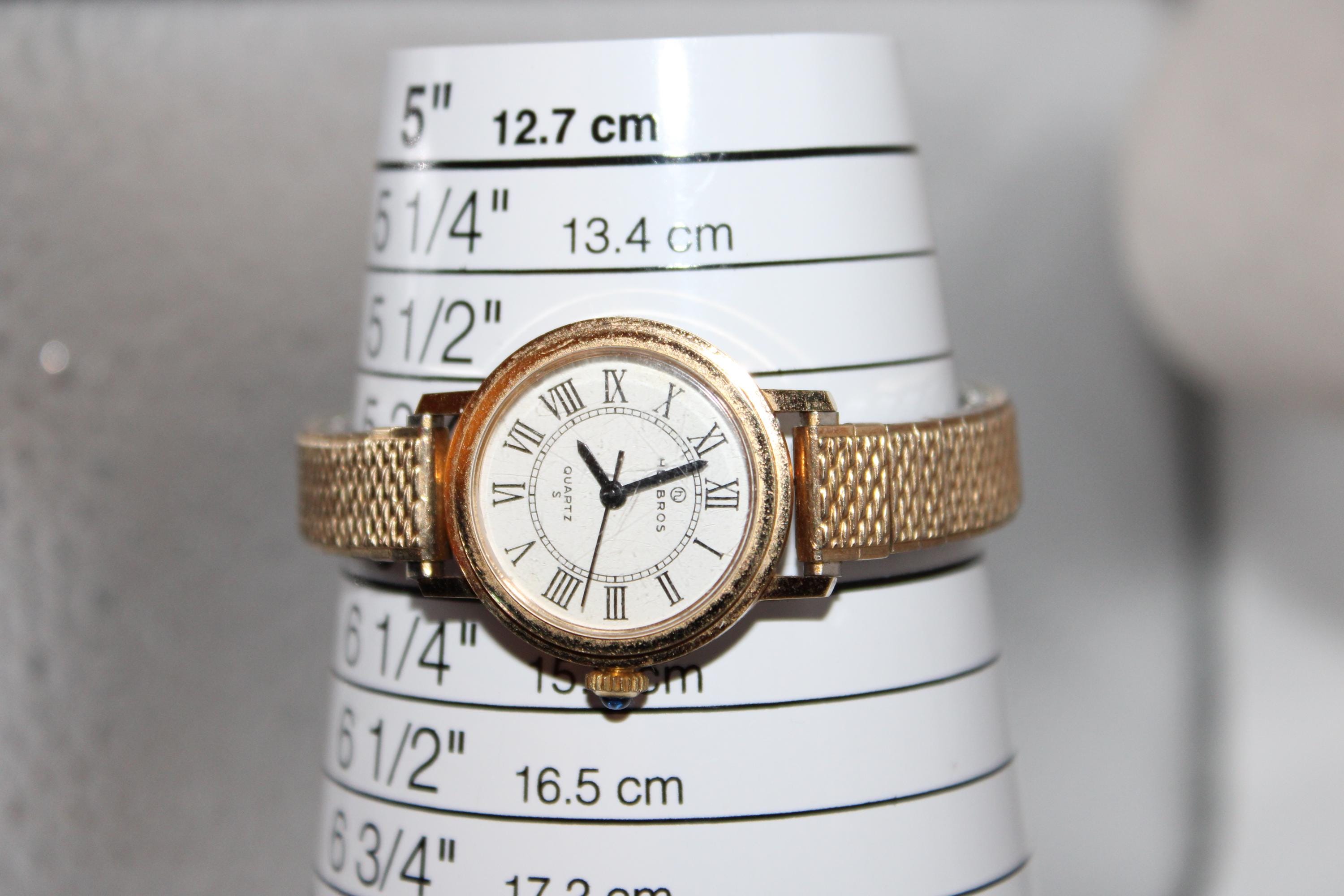 Helbros Designer Gold Stretch Watch Stainless Steel Unisex Helbros Quartz Watch - Etsy main image 4