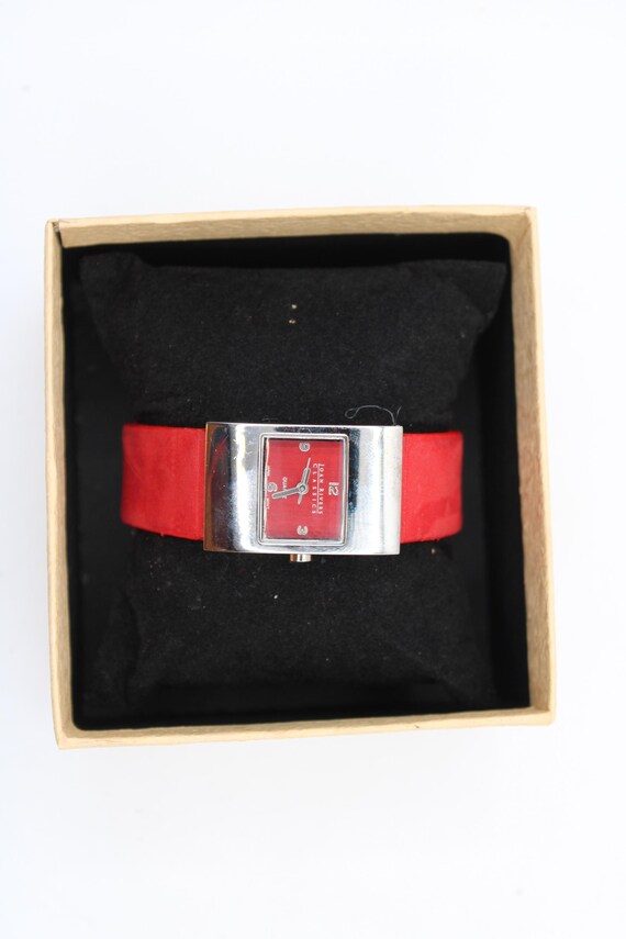 Joan Rivers Red Fac Silver Rectangular Bezel Sued… - image 4