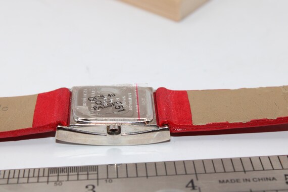 Joan Rivers Red Fac Silver Rectangular Bezel Sued… - image 5