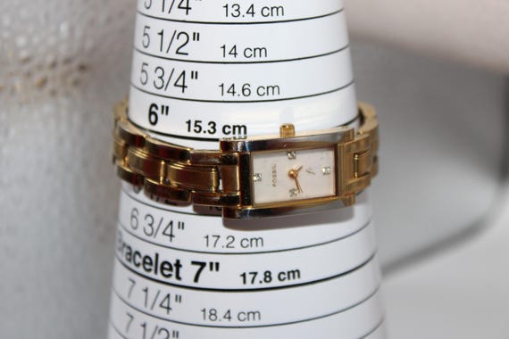 Working Gold Tone Rectangle Fossil Women Watch Qu… - image 6