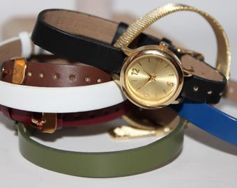 Vintage Accutime Watch With Band Assortment Set Mesh Multicolor Vegan Leather