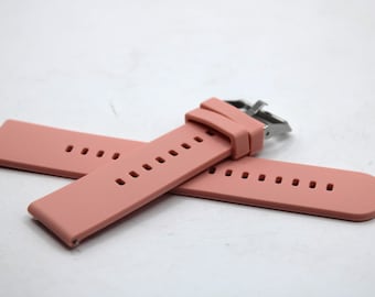 Pink and Silver Silicone Vintage Watch Replacement Band Size 20mm
