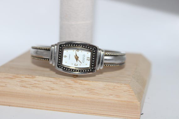 Vintage Studio Time Rectangular Silver Face Bangl… - image 1