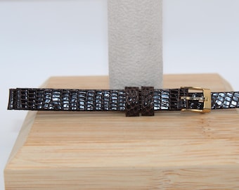 John Weitz Genuine Lizard Brown Gold Tone Buckle Watch Band Size