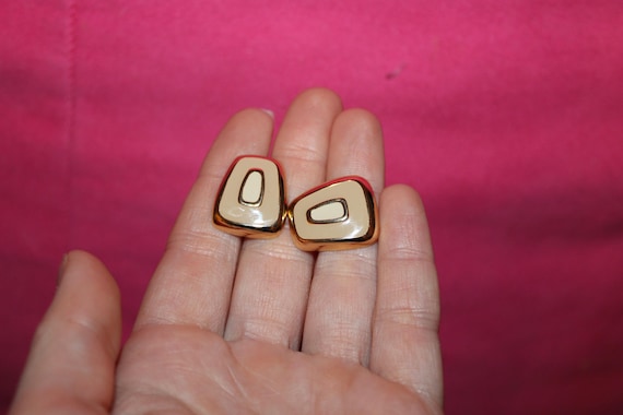 Vintage Napier Earrings Triangular Shape Gold Ton… - image 5