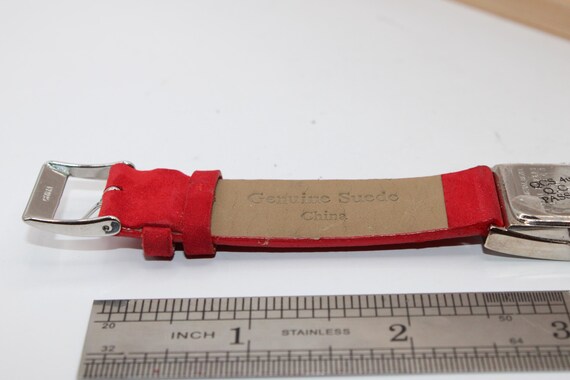 Joan Rivers Red Fac Silver Rectangular Bezel Sued… - image 3