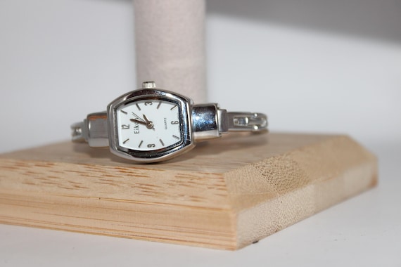 Vintage Rectangular Eikon Quartz Silver Linked Ba… - image 1