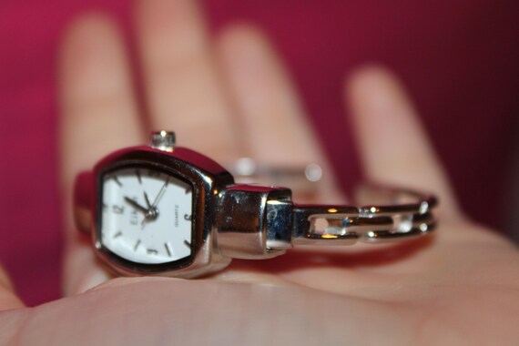 Vintage Rectangular Eikon Quartz Silver Linked Ba… - image 8
