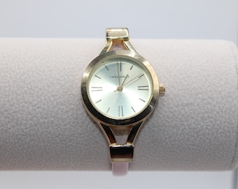 Laura Ashley Watch Gold Tone Pink Band New Battery