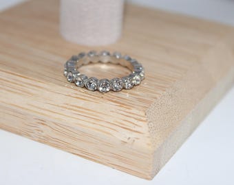 Vintage Silver Chunky Rhinestone Ring