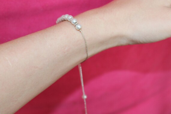 Adjustable Thin Silver Beaded Bracelet Size Black… - image 7