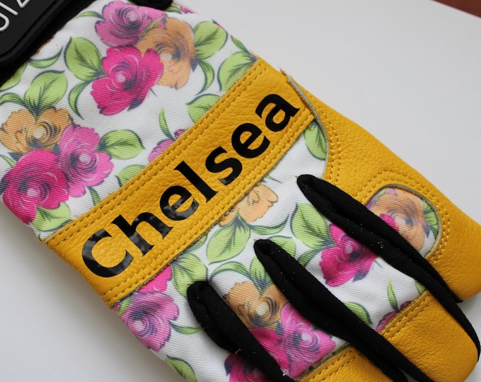 Floral Leather Garden Gloves Heavy Duty Customizable New Pattern