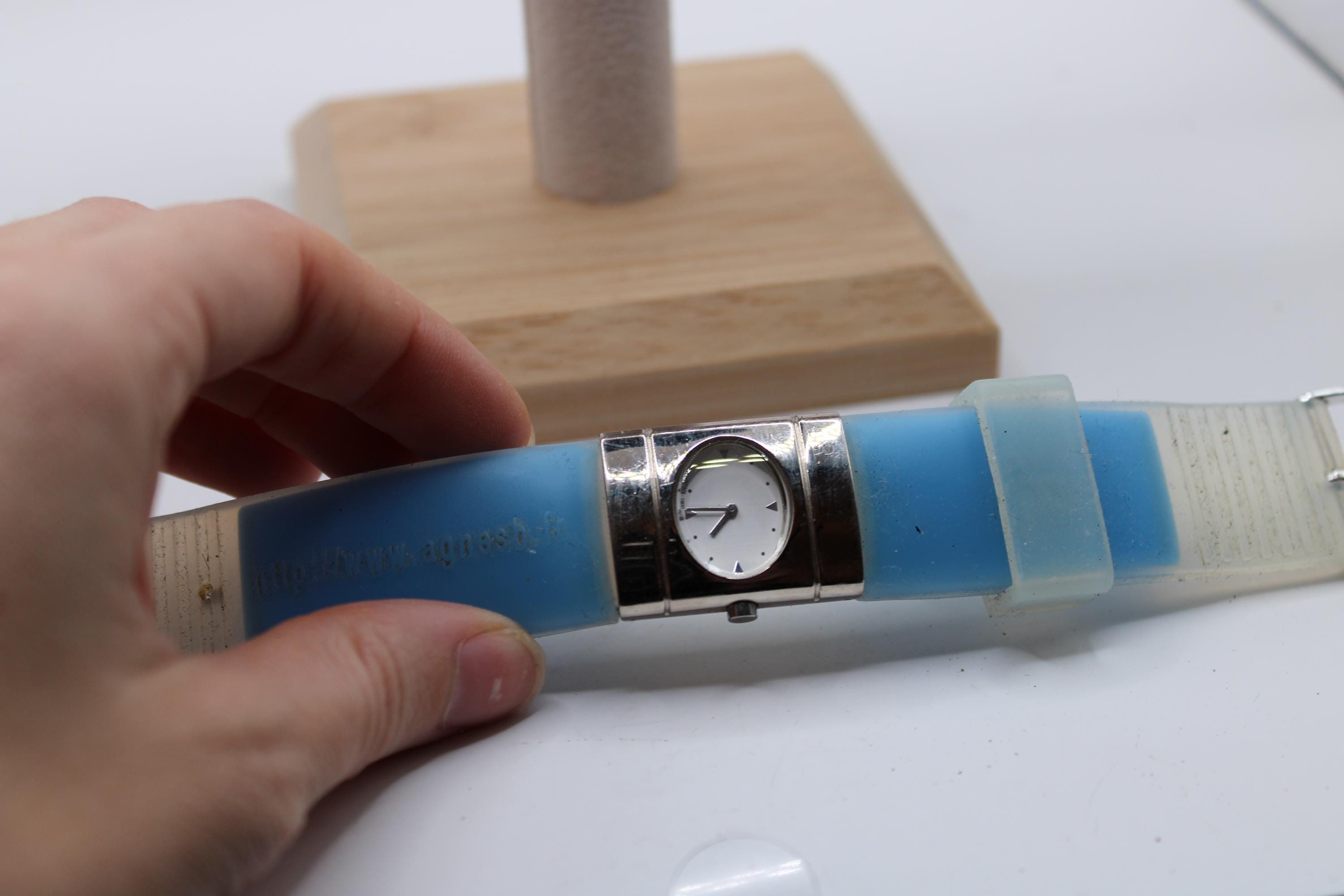 agnès b. Stainless Steel Watch with Blue Dial ? AGNES B DUAL TIME VINTAGE QUARTZ WATCH $ 192 USD included  main image 3