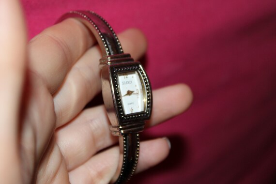 Vintage Studio Time Rectangular Silver Face Bangl… - image 7