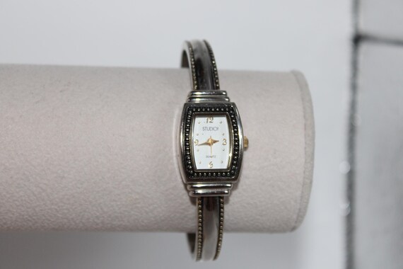 Vintage Studio Time Rectangular Silver Face Bangl… - image 2