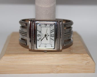 Vintage Premier Designs Silver Tone Square Face Bangle Watch New Battery Size 5