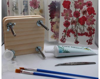 4x4 Mini Wood Flower Press DIY Kit Painting Your Choice Pressed Flowers