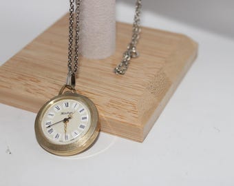 Vintage Heritage Gold Tone Designed Pocket Watch Necklace for Fashion