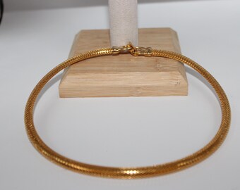 Vintage Snake Gold Tone Choker Necklace with Clasp