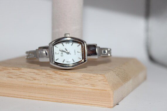 Vintage Rectangular Eikon Quartz Silver Linked Ba… - image 5