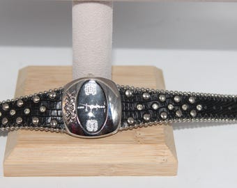 Vintage Silver Geneva Platinum Oval Face Large 6 and 9 Buckle Clasp