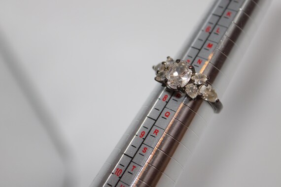 Vintage Silver Tone Ring Rectangular Gem Surround… - image 2