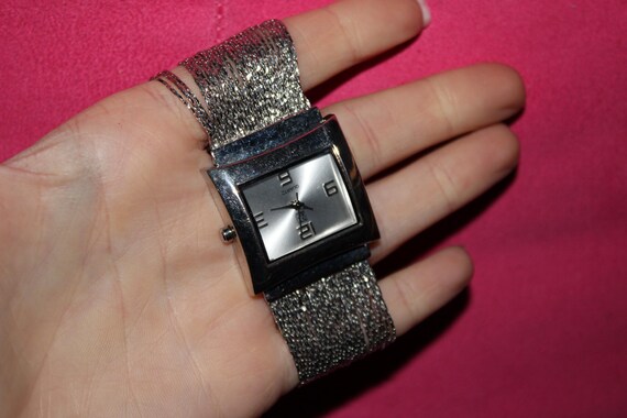 NY&C Quartz Watch Rectangular Silver Face Tinsel … - image 5