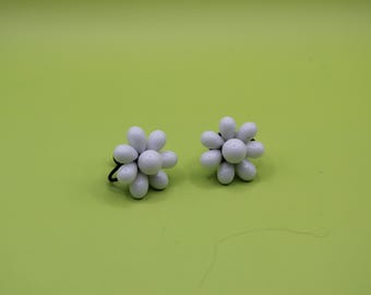 Vintage Germany Screw Back Earrings Cleaned Flower Shape Beads High Quality