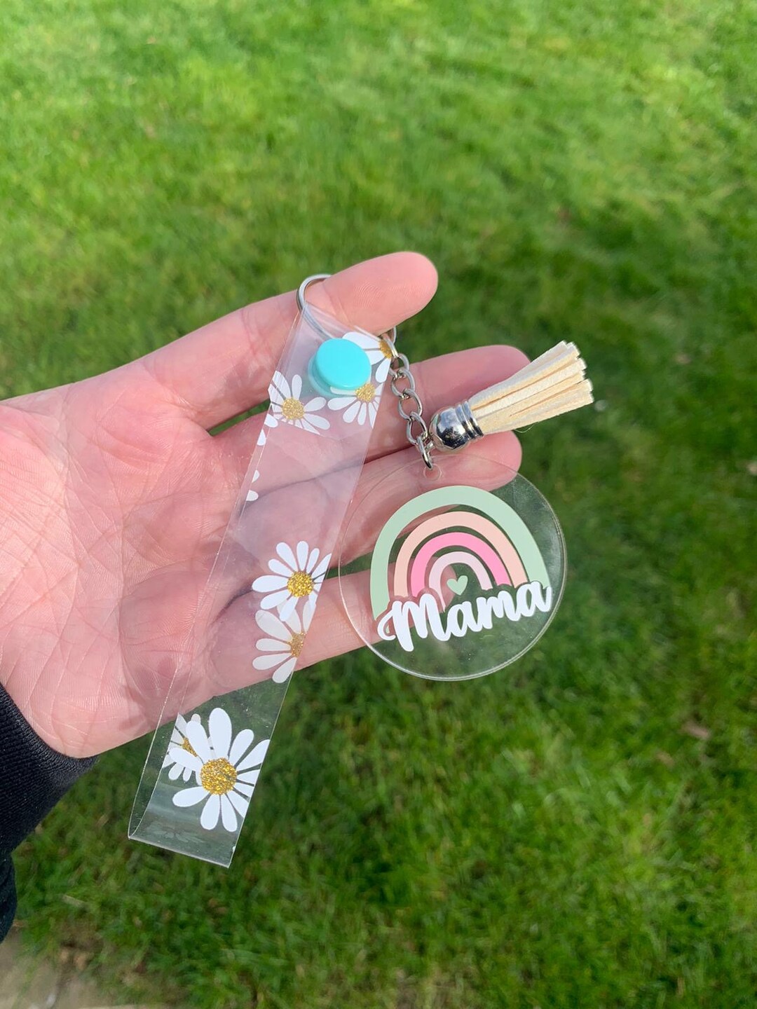 Key Rings Nanny Home Made Daisy Mamma/nanny Key Ring & Wristlet Strap - Etsy UK