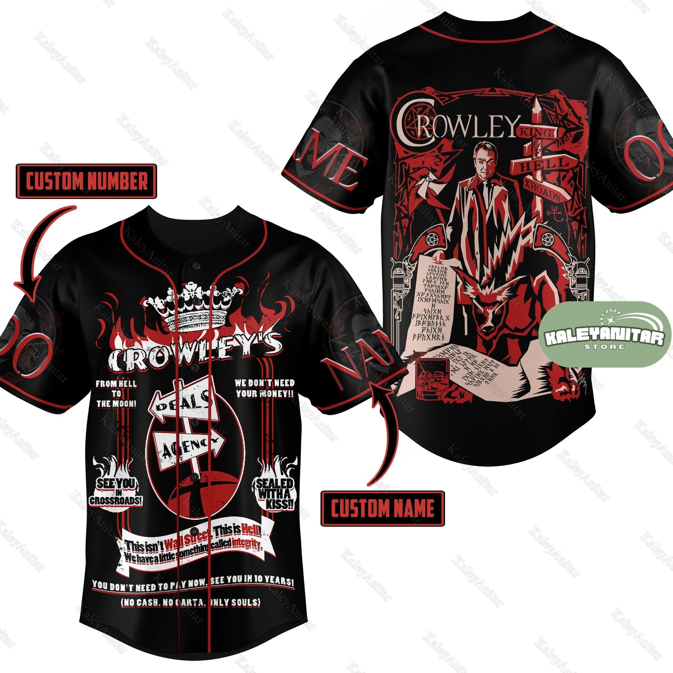 Custom Supernatural Jersey Shirt, Crowley Demon Baseball Shirt